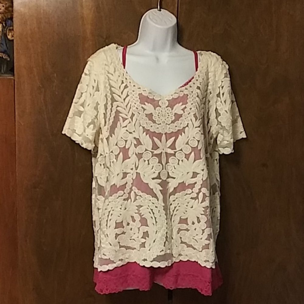 NWT LOGG H&M WHITE MESH EMBROIDERED TOP